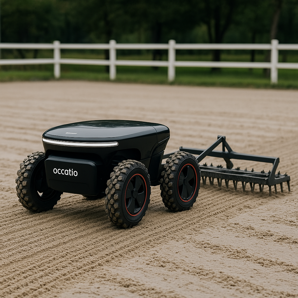 Harvey – Occatios autonoma ridbanerobot för jämnt och hållbart underlag Harvey, Occatios självgående robot som sladdar ridbanor